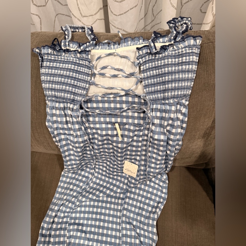 NWT Free People Lucinda Stretch Cotton Dress - Gingham Check - Sz Large - Picture 6 of 12